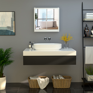 HOMCOM Wall Mount Mirror Cabinet Storage Bathroom Cupboard - White by HOMCOM