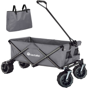 Foldable Garden Trolley with Wide Tyres - Grey by tectake