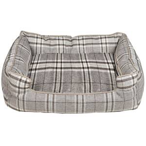 Luxury Grey Tweed Dog Bed With Reversible Base Cushion SM - Grey by NOAHS ARK