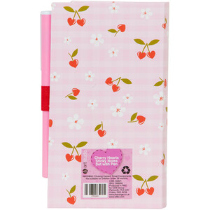 Cherry Hearts Sticky Notes Set with Pen - Pink