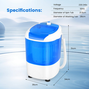 2 in 1 Mini Single Tub Washer Semi-automatic Spin Dryer - Blue by Costway