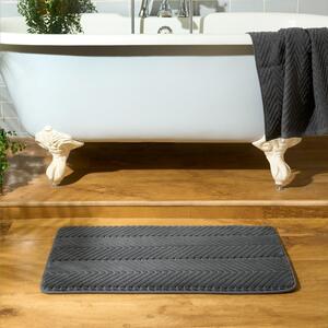 Chevron Embossed Non-Slip Bath Mat - Charcoal Grey by OHS