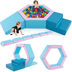 3-Piece Baby Foam Climbing Blocks Set - Blue by Costway