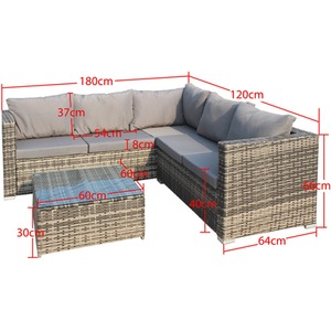 BIRCHTREE Rattan Furniture Set RFS08 - Grey by BIRCHTREE