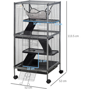 PawHut Small Animal Cage Pet Play House with Wheels Platforms - Grey by PawHut