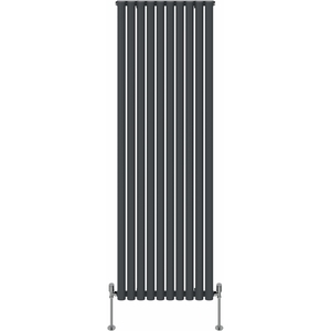 Oval Single Panel Vertical Radiator Anthracite 1800mm Tall - Anthracite / 59cm by Right Radiators