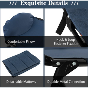 6-Position Adjustable Folding Camping Cot - Blue by Costway