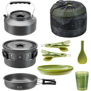 Camping Cookware 16Pc Set 2 Person with Kettle - Black by Trail