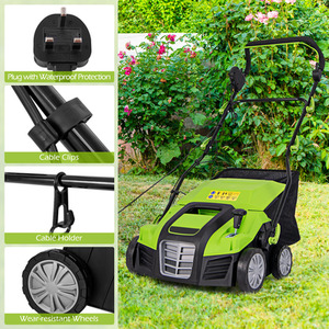 2-In-1 Electric Dethatcher Scarifier Folding Lawn Dethatcher - Green by Costway