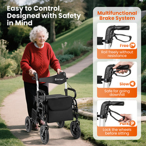 2-in-1 Foldable Rolling Walker Wheelchair Combo by Costway