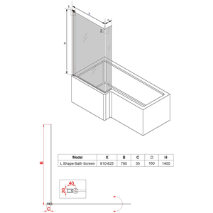 Pivot Double Panel Over Bath Shower Screen Panel Fixed - Chrome