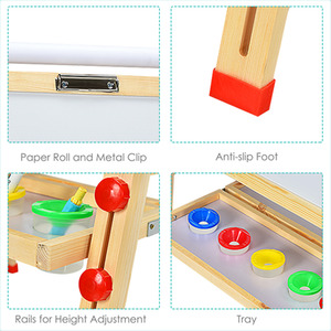 3-in-1 Double-Sided Kids Art Easel with Whiteboard - Brown by Costway