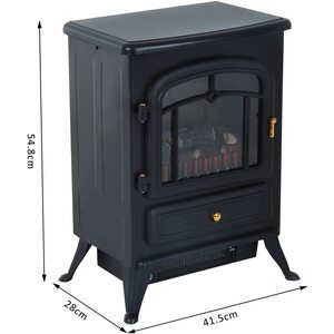 HOMCOM Freestanding Electric Stove Fireplace Heater - Black by HOMCOM