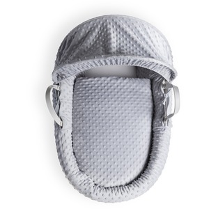 Dimple White Wicker Moses Basket - Grey by Clair de Lune