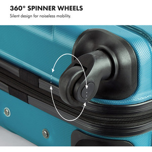 Hard Shell Cabin Suitcase - Teal by VonHaus