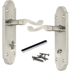 Epsom Door Handle Bathroom Lock Victorian Scroll Lever - Satin - Satin by Betley Butterfly