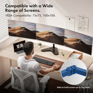 Height Adjustable Triple Monitor Stand with Full Tilt and Swivel Arms - Black by VonHaus