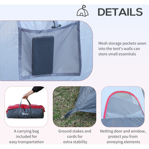 Outsunny 5 to 6 Man Dome Camping Tent - Grey by Outsunny