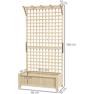 Outsunny Wood Planters with Trellis Planter Box - Light Brown by Outsunny