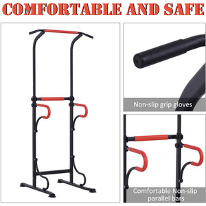 HOMCOM Steel Multi Use Exercise Power Tower - Black, Red by HOMCOM