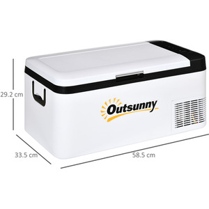 Outsunny 18L Portable Car Refrigerator - White and Black / 29.2cm by Outsunny
