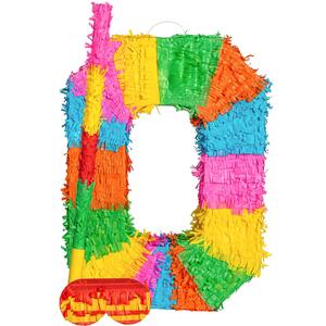 Number 0 Cardboard Pinata, Stick and Blindfold Set - Multi by Fax Potato