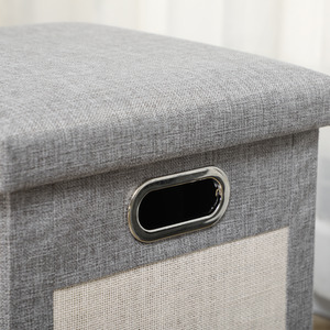 PawHut 2 in 1 Cat Bed Ottoman with Removable Cushion, Anti-Slip Foot Pads - Grey by PawHut