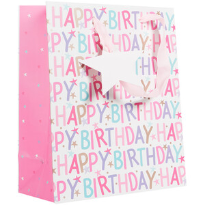 Pack of 4 Pink and Blue Birthday Medium Gift Bags - Pink and Blue