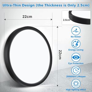 Waterproof Bathroom Ceiling Light - Black Rim by Bright Idea