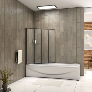 Black Framed Folding Bath Screen by AicaBathroom