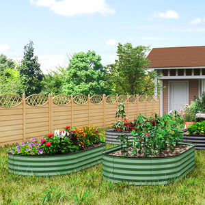 Outsunny Set of 2 Raised Beds with Plant Support Stake by Outsunny