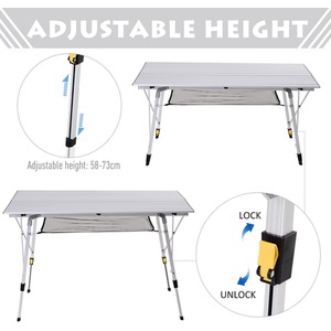 Outsunny Portable Rollup Aluminium Picnic Table - Silver by Outsunny