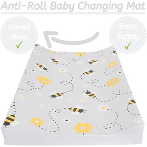 Anti-Roll Wedge Baby Changing Mat - Grey Bee / Grey Bee by Babycurls