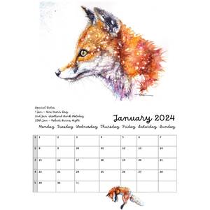 Foxes in Watercolour 2024 Calendar by BebesArts