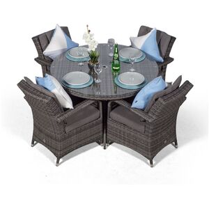 Arizona Round Rattan Patio Dining Set - Grey / 9 by Giardino