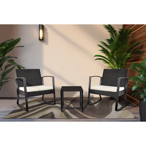 Monza Rocking Bistro Set - Black by Outdoor Essentials