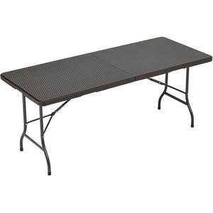 Foldable Beer Dining Table Garden Camping Rattan Effect - Black / 75cm by Livingandhome