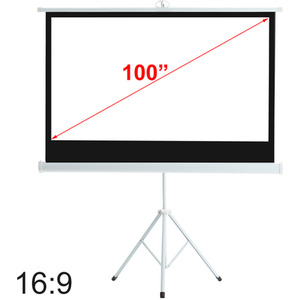 Portable Projector Screen with Metal Tripod Stand - White / 100 Inches by Livingandhome