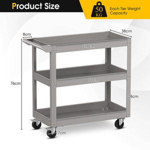 3-Layer Service Utility Cart - Grey by Costway