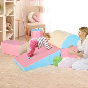 5PCS Kids Climb and Crawl Activity Playset - Pink & Blue by Costway