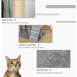 PawHut 100cm Cat Tree Condo - Grey by PawHut