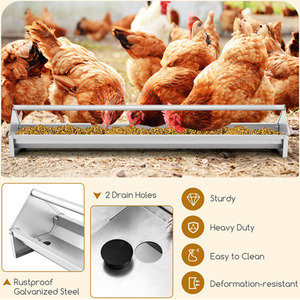Long Chicken Feeder - Silver by Costway