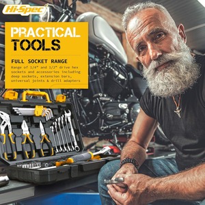 89 Piece Auto Car Mechanics Sockets and Spanners Kit - Yellow by Hi-Spec