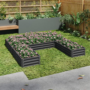 U-shaped Metal Garden Flower Bed with 5 Compartments by Livingandhome