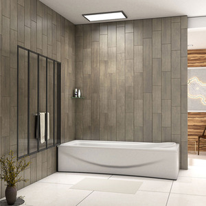 Black Framed Folding Bath Screen - Matt Black / 18.5kg by AicaBathroom