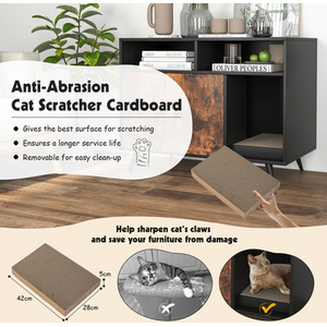 Costway Cat Litter Box Enclosure Cat Furniture End Table Nightstand - Rustic Brown by Costway