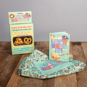 Let's Bake It! Kids Baking Set with Recipe Book and Apron - Green by Boxer Gifts