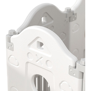 Foldable Baby Playpen with Hoop Playmat - Grey by Livingandhome