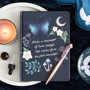 Midnight Moth Journal with Amethyst Pen - A5 by Kingsbury Gifts