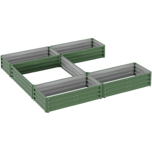 U-shaped Metal Garden Flower Bed with 5 Compartments by Livingandhome